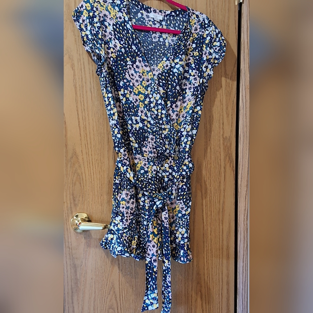 LOFT Floral Romper Petite Med